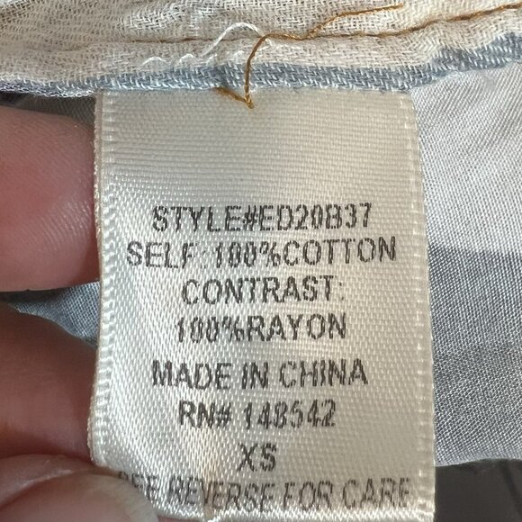 Aratta Silent Journey Women’s Shirt Size XS Blouse Button Striped Floral Pocket - Picture 5 of 14